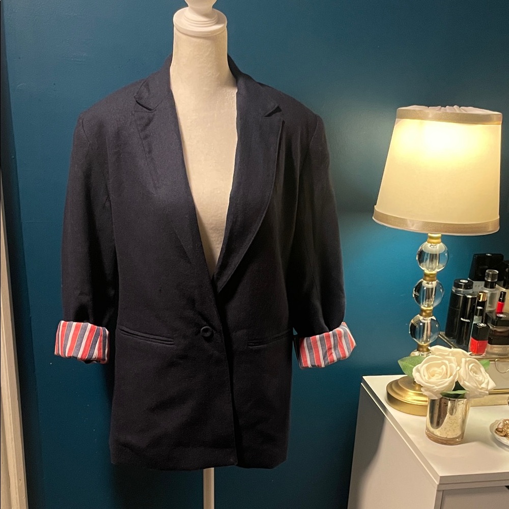 Zachary's Smile Dark Blue Blazer with Striped Cuffs